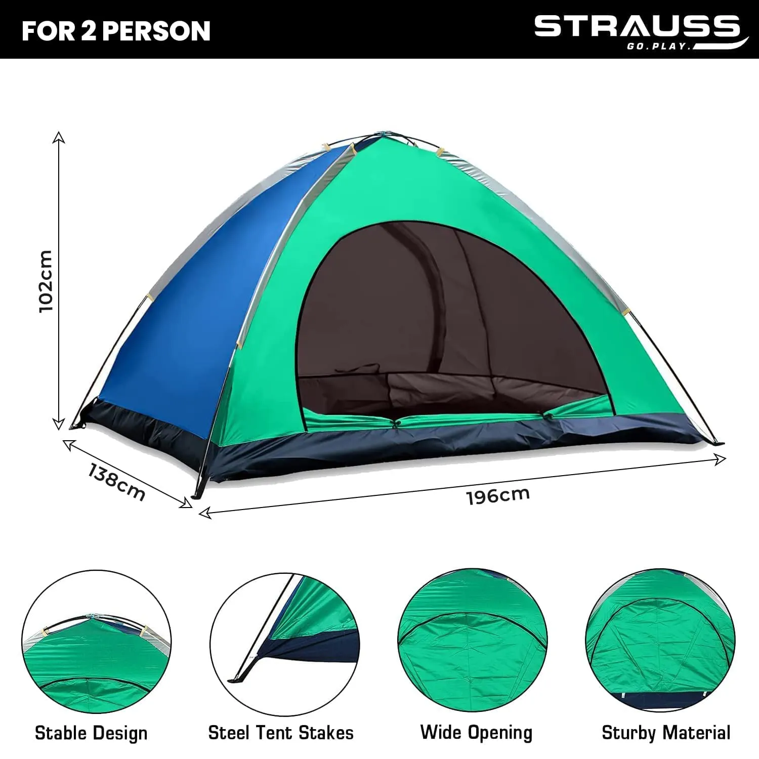 2 Person Waterproof Portable Camping Tent|for Outdoors,Picnic,Hiking (Pack of 2)