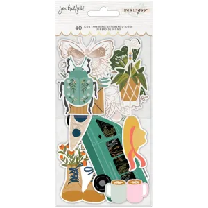 American Crafts Jen Hadfield - Live & Let Grow Ephemera Cardstock Die-Cuts - Icon  with Gold Foil Accents*