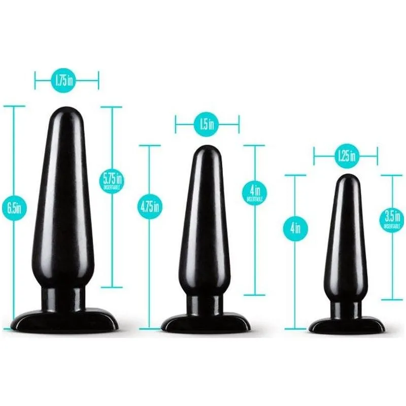 Anal Adventures 3 Pc Basic Plug Kit Black