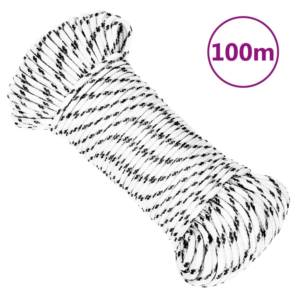 Braided Boat Rope White 5 mmx100 m Polyester