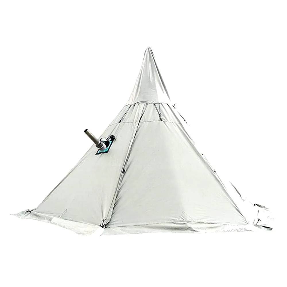 cozy 4 Season Brown Waterproof Oxford Teepee Tent with Stove Jack Camp Pyramid Tent with Half Mesh