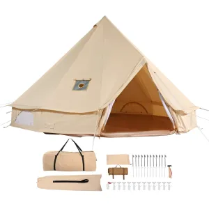 cozy Canvas Bell Tent 5m/16.4ft 4-Season Camping Yurt Tent with Stove Jack