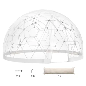 cozy Outdoor Dome Shelter, 9.5 FT Clear PVC Garden Igloo, Waterproof Geodesic Dome Tent with Window for Patio, Backyard Dining, and Parties