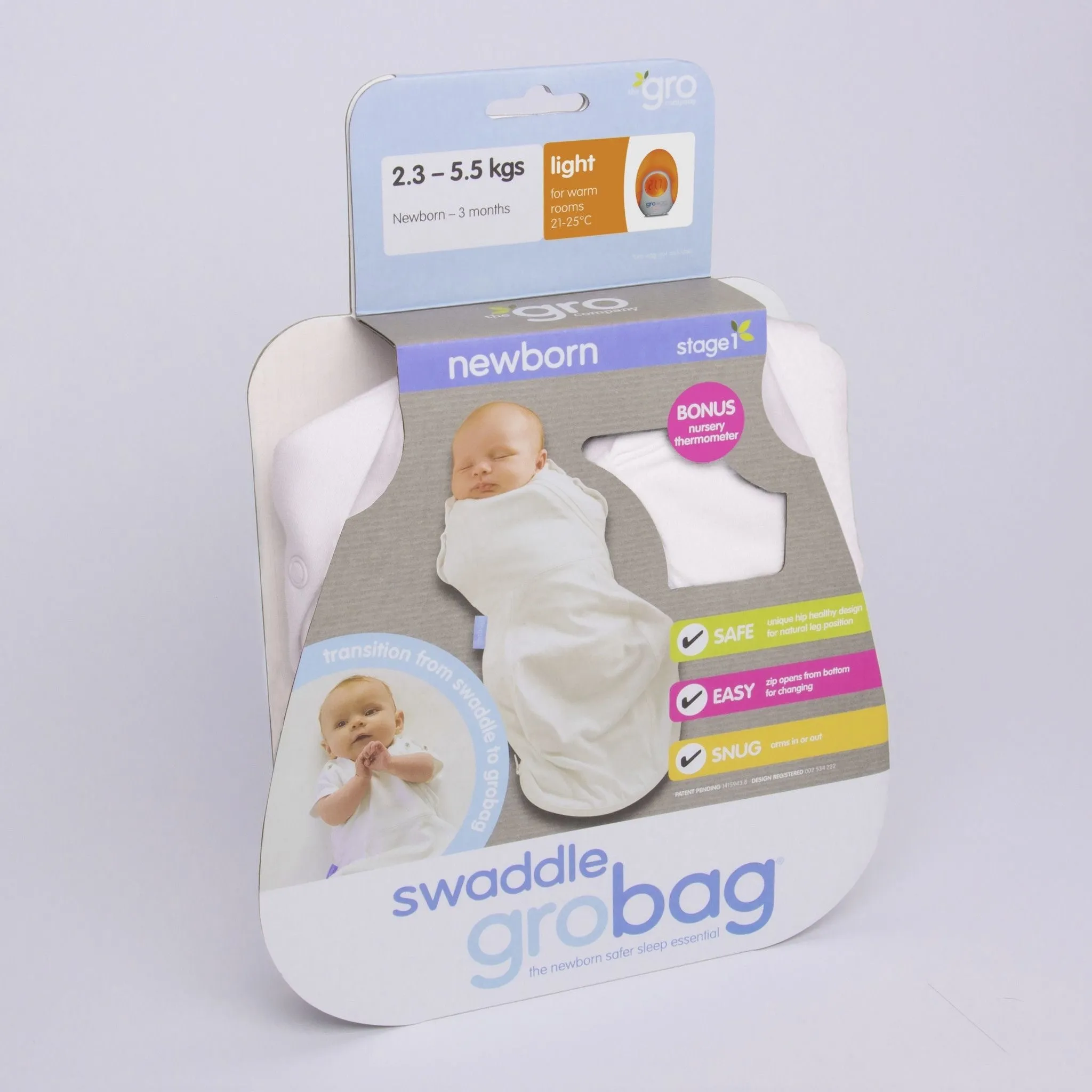 Grobag Newborn Swaddle (Light Weight) - Pure White