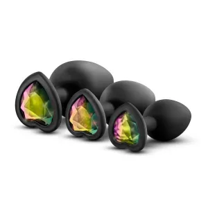 Luxe Bling Plugs Silicone Butt Plug Training Kit with Rainbow Gems