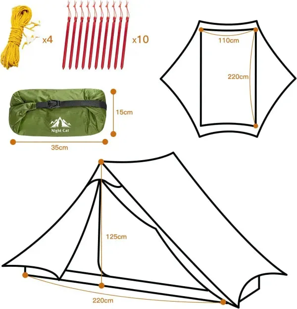 Night Cat 2 Person Ultra Lightweight Backpacking Tent