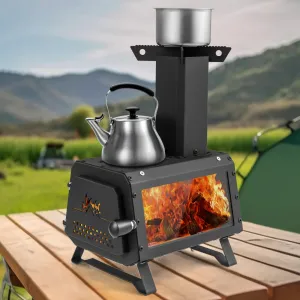 Portable Wood Burning Camping Cooking Heater Stove