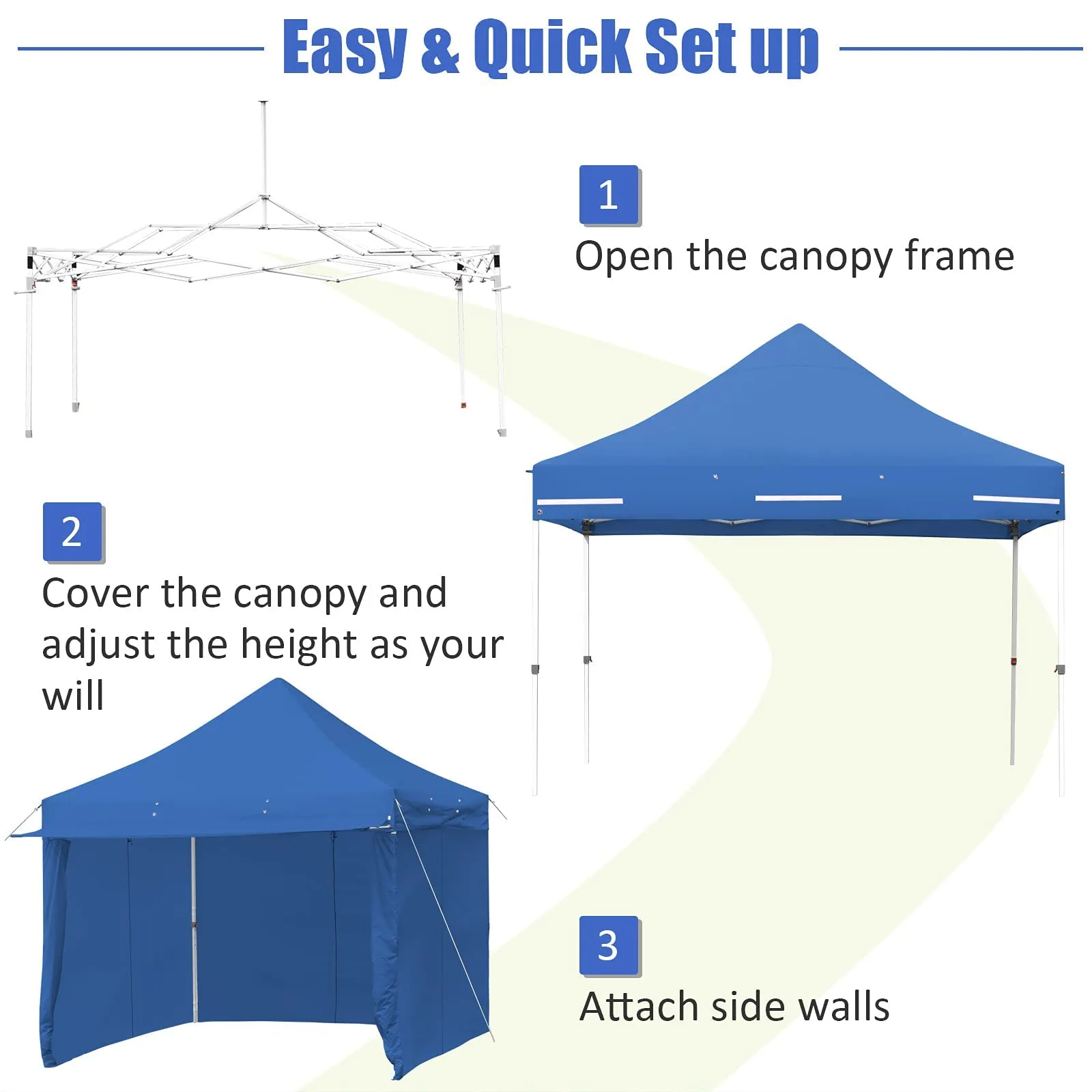 Tangkula 10x10ft Ez Pop up Canopy Tent, Commercial Instant Canopy with 8 Removable Zippered Sidewalls & Extended Awning