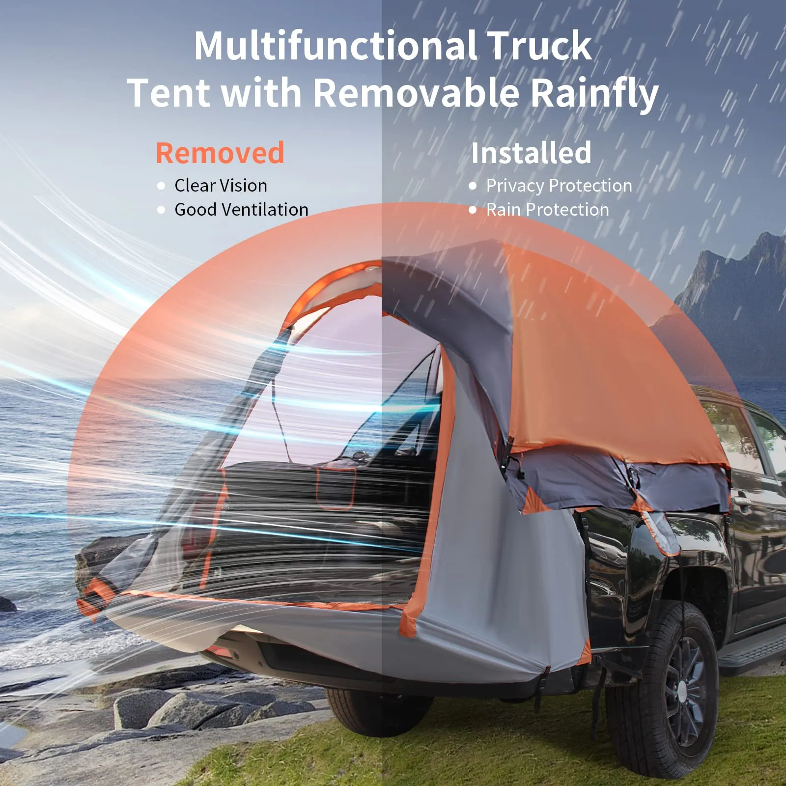 Tangkula Pickup Truck Tent for 2-Person Sleeping, 5 FT Truck Bed Tent Mid Size